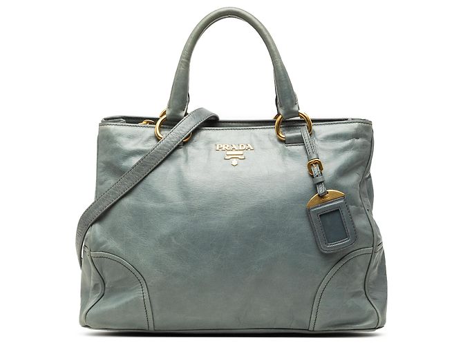 Bolsa Satchel Prada Blue Vitello Shine Azul Azul claro