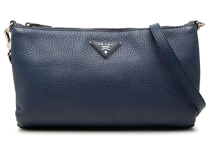Prada Blue Vitello Daino Crossbody Bleu Bleu Marine