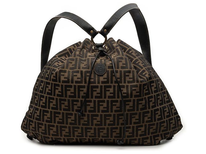 Fendi Brown Zucca Canvas Drawstring Backpack