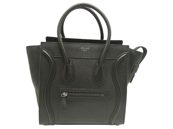 Céline Celine Micro Luggage Tote in pelle di vitello nera Nero