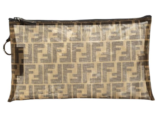 Clutch Fendi Brown Zucca Mesh Marrone
