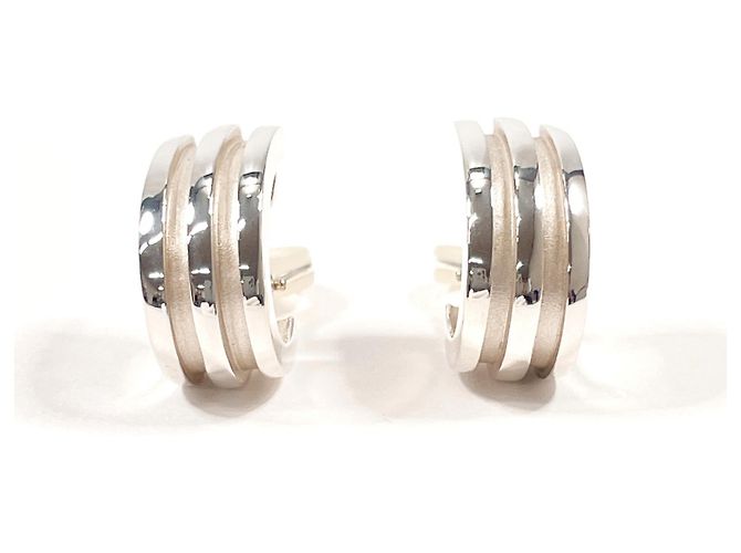 Tiffany & Co Orecchini a clip Tiffany Grooved Double Line Argento