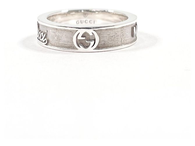 GUCCI Vintage Trademark Silver Ring Silber