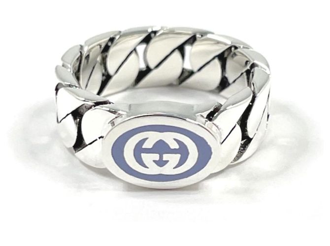 Gucci Interlocking G Band Ring Silber Lila