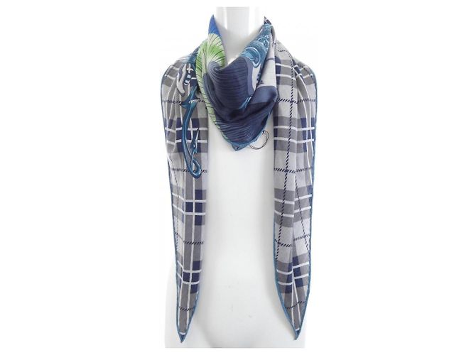 Hermès Hermes Cheval Punk Losange Scarf/Stole Brown Blue