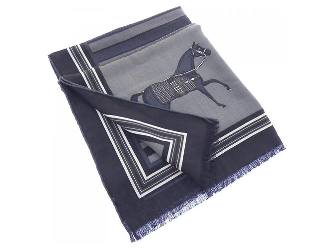 Hermès Hermes Couvertures Nouvelles Scarf/Stole Marrone Nero