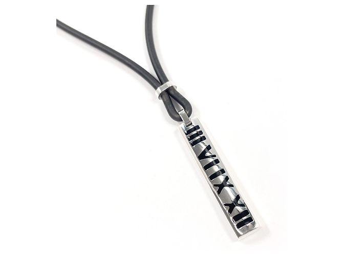 Tiffany & Co Collana Tiffany Atlas Bar in argento e gomma