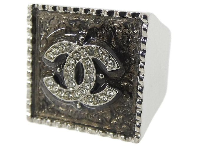 Anello a Fascia Chanel Grigio e Argento Marrone