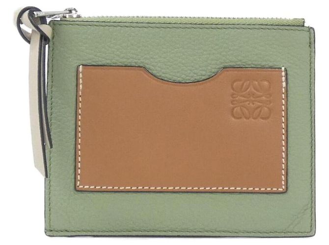 Portamonete Loewe in pelle di vitello verde