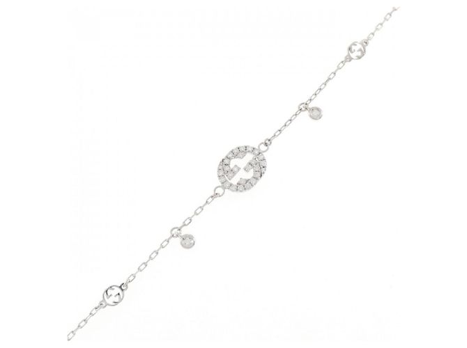 Pulseira de Berloques Gucci em Ouro Branco 18K e Diamantes