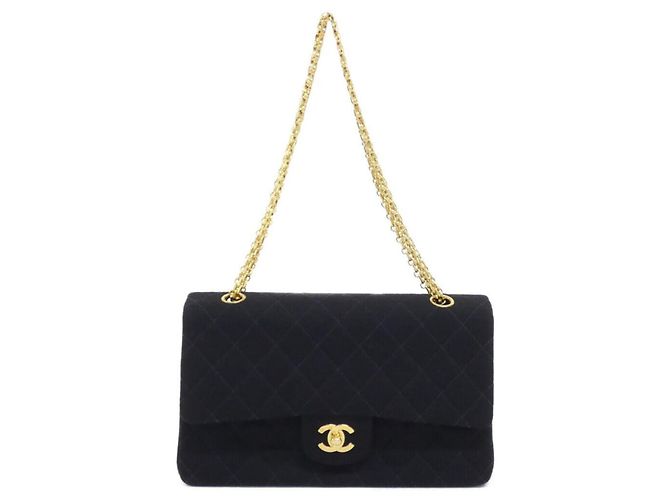 Borsa a tracolla Chanel 01600 in tela nera Nero