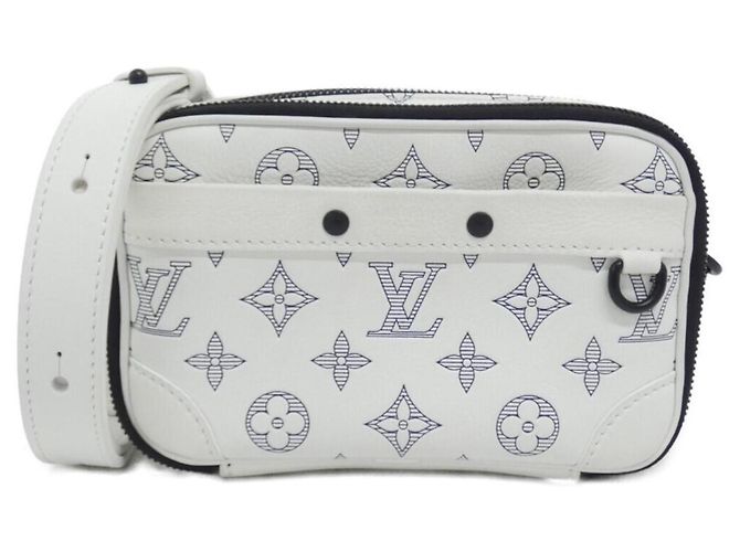 Sac à main portefeuille portable Louis Vuitton Monogram Shadow Alpha Blanc