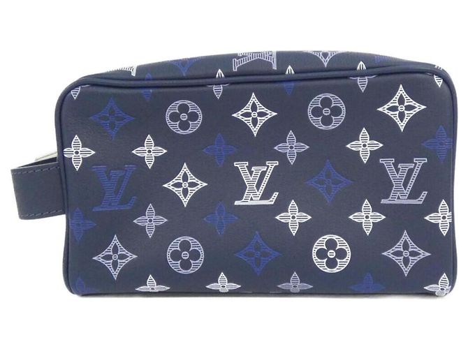 Louis Vuitton Monogram Shadow Locker Dopp Kit Blue Navy blue