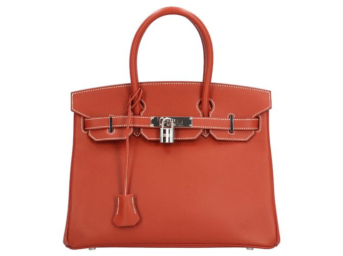 Hermès Bolsa Hermes Birkin 30 Branco Vermelho Laranja
