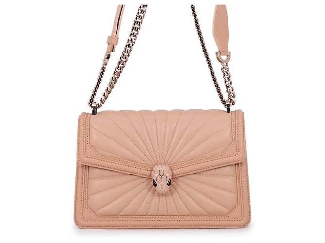 Bulgari Bolsa de Ombro com Corrente Bvlgari Serpenti Diamond Blast Bege