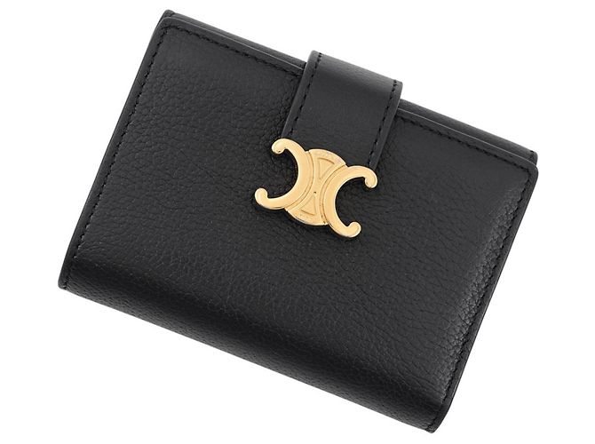 Céline Celine Tri-fold Wallet in Black Leather