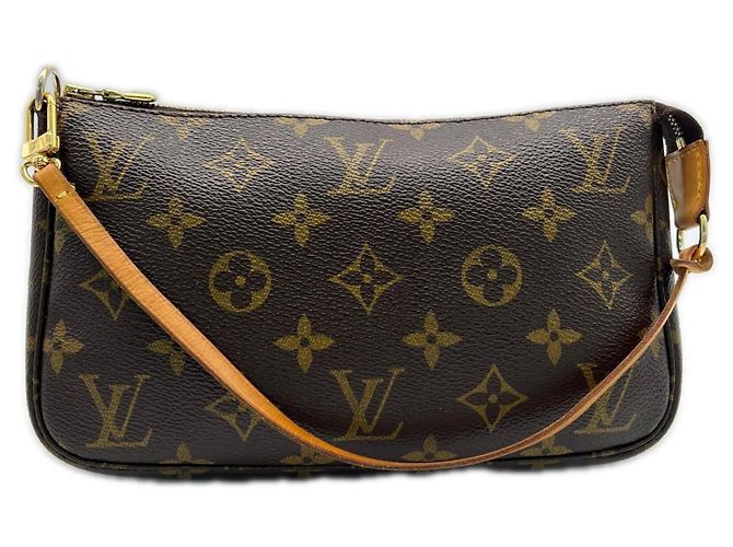 Bolsa Louis Vuitton Monogram Pochette Accessoires Marrom Bege