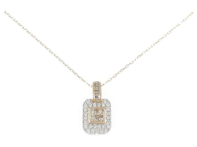 Autre Marque Collar de diamantes Au750/PT950 Dorado