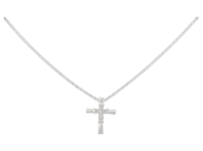 Autre Marque Collana Croce Diamanti Au750 Argento