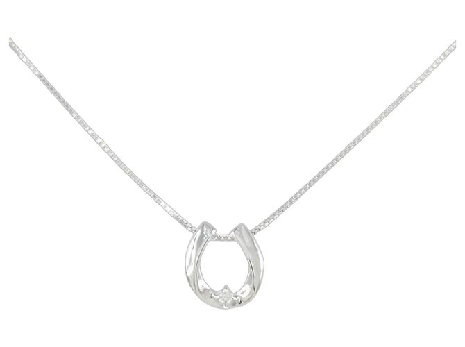 Autre Marque Collana in oro bianco K10 e diamanti Argento