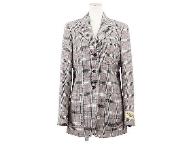 Gucci Glen Check Wool Tailored Jacket Brown