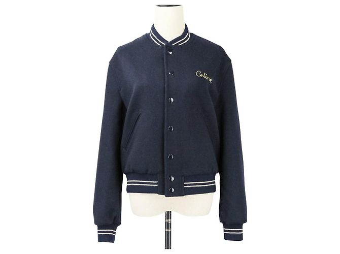 Céline Giacca Teddy ricamata Celine Blu Blu navy