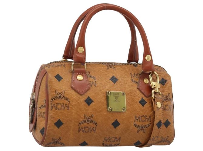 MCM Visetos logogramme Canvas and Leather Marrone