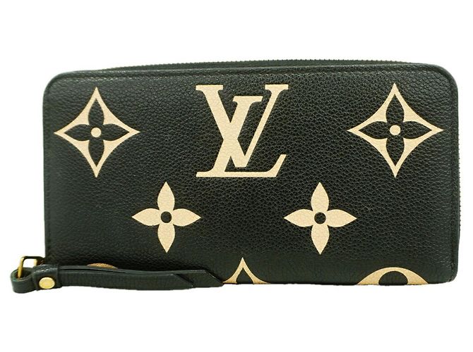 Louis Vuitton Monogram Empreinte Bicolor Zippy Wallet Black Beige