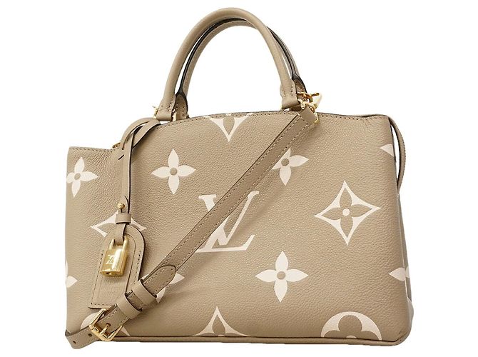 Sac à main Louis Vuitton Monogram Empreinte Bicolor Petit Palais PM Gris Écru