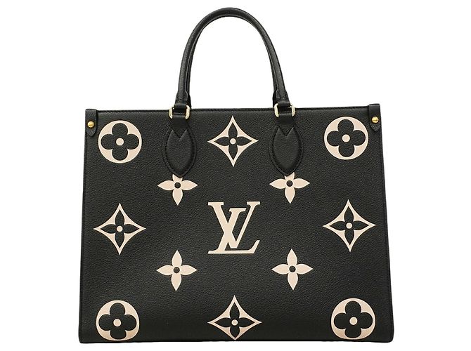 Borsa Tote Louis Vuitton Monogram Empreinte Bicolor OnTheGo MM Nero Beige
