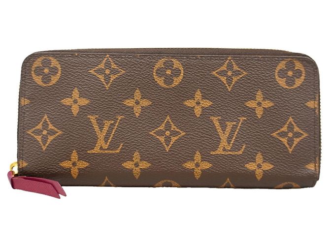 Louis Vuitton Monogram Portefeuille Clemence Long Wallet Castaño Fucsia
