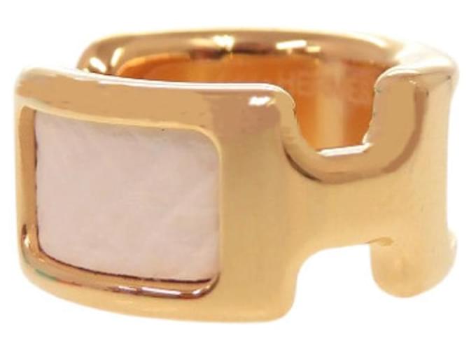 Hermès Hermes Olympe PM Ear Cuff en cuir plaqué or blanc Doré 