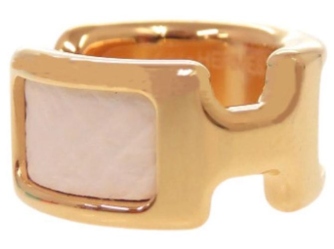 Hermès Hermes Olympe PM Ear Cuff aus Leder, weißgoldplattiert Golden