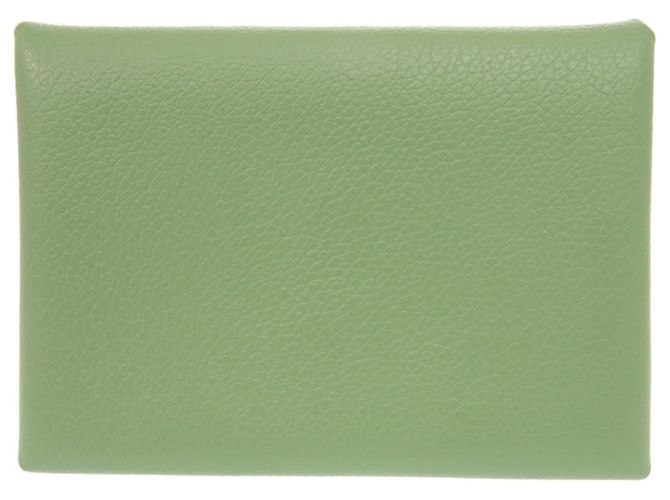 Hermès Hermes Calvi Duo Chevre Kartenetui Grün Hellgrün