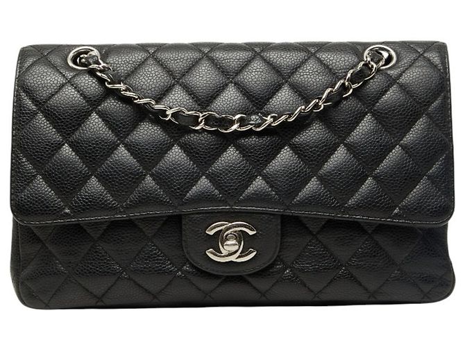 Timeless Borsa a tracolla Chanel Matelassé 25 Coco Mark Double Flap con catena Nero