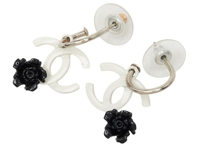 Orecchini Chanel Coco Mark Camellia Swing Nero Bianco