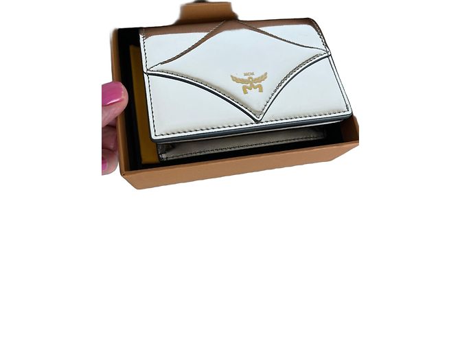 MCM silver leather wallet Silvery 