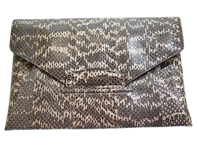 Borsa a busta GIVENCHY Antigona in pelle di pitone con sacchetto antipolvere Bianco Grigio Stampa python