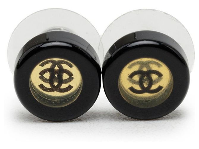 Orecchini rotondi Chanel Coco Mark Nero Argento 