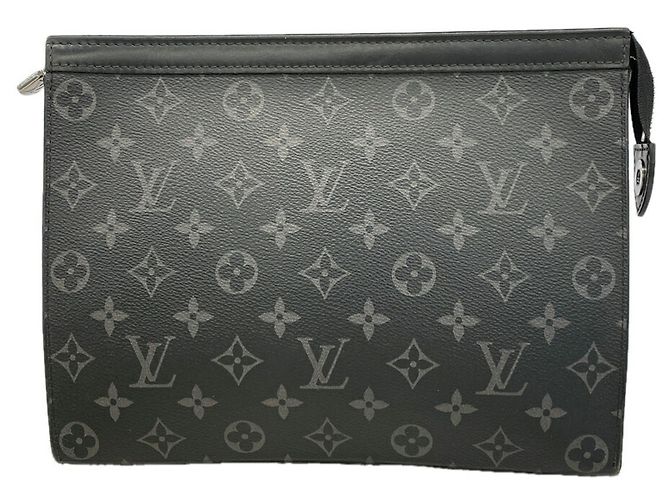 Louis Vuitton Monogram Eclipse Pochette Voyage MM Clutch Bag Noir