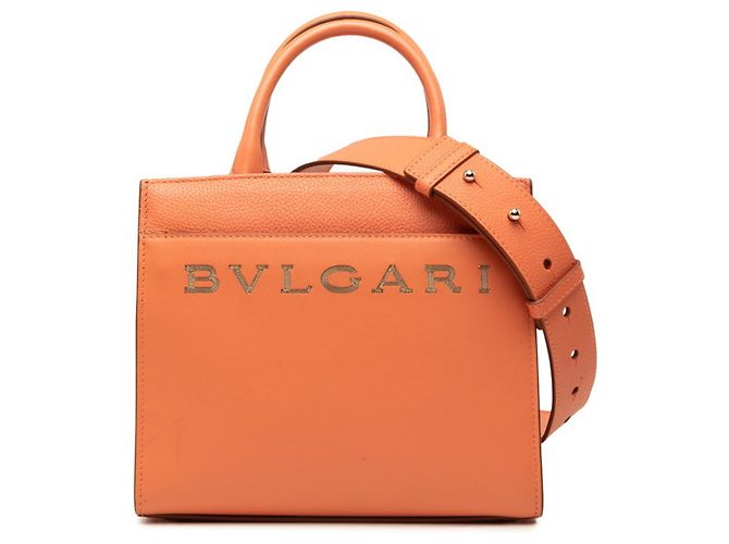 Bulgari Bolsa Bvlgari em couro laranja