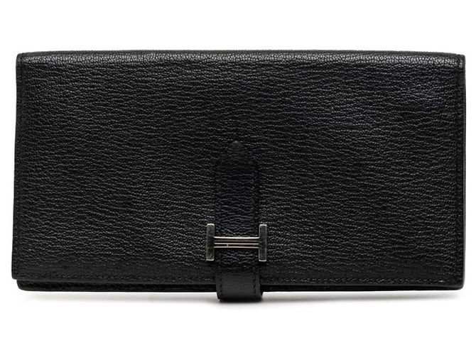 Hermès Hermes Bearn Soufflé Long Wallet Black