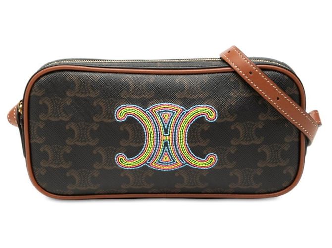 Céline Celine Triomphe Cuile Shoulder Bag Brown 