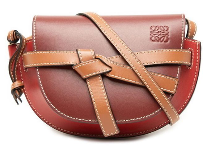 Bolsa de Ombro Loewe Gate Mini Marrom Vermelho