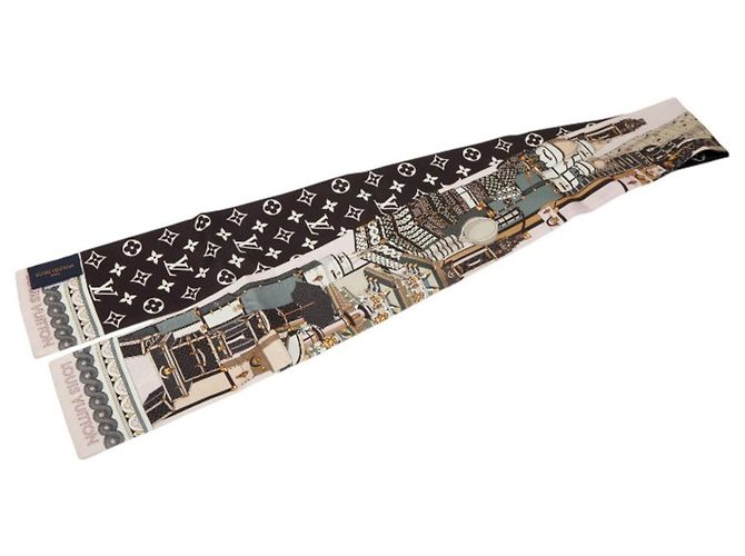 Lenço Louis Vuitton Monogram Bandeau Around the World Marrom Rosa Multicor Monograma
