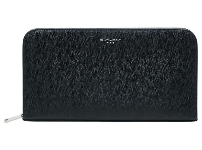 Saint Laurent Black Leather Long Wallet