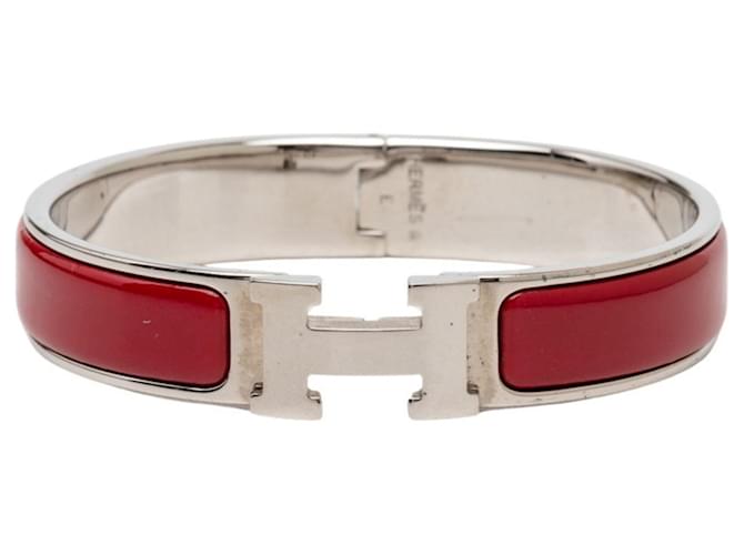 Hermès Hermes Click H PM Charm Bracelet Silvery Red Dark red 