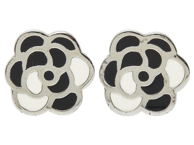 Orecchini a clip Chanel Camellia Nero Argento