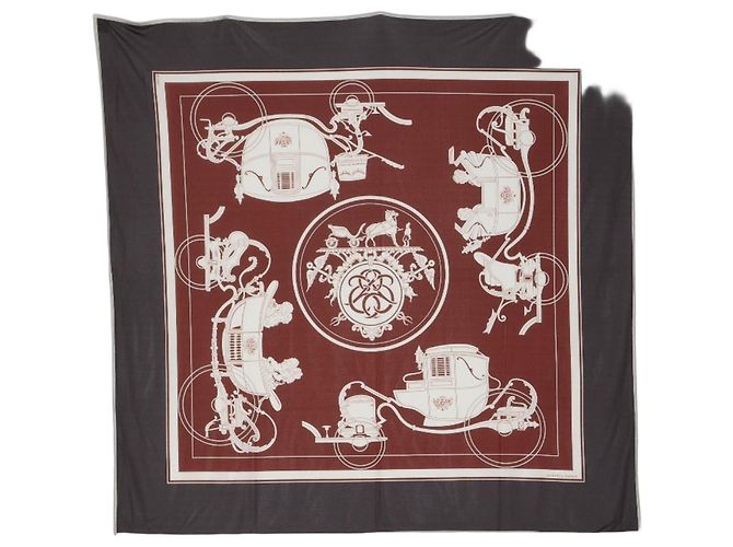 Hermès Lenço Hermes Smooth Carre 90 Ex-Libris Marrom Multicor