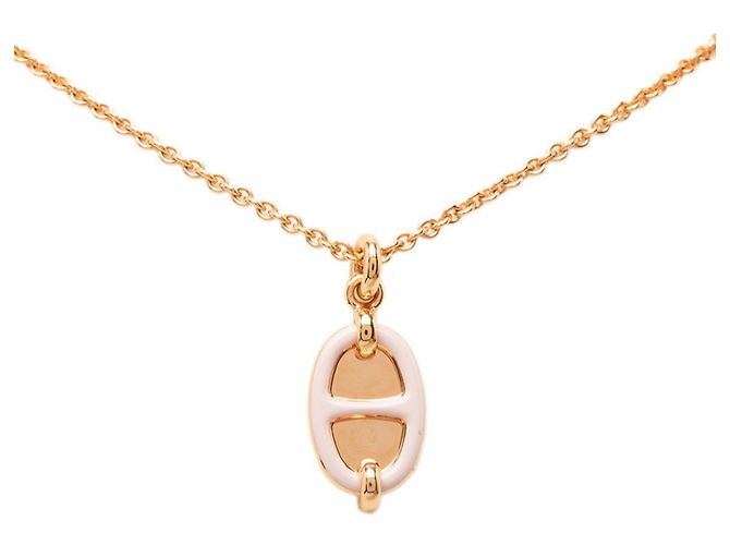 Hermès Colar Hermes Mini Maillon PM Rosa Dourado